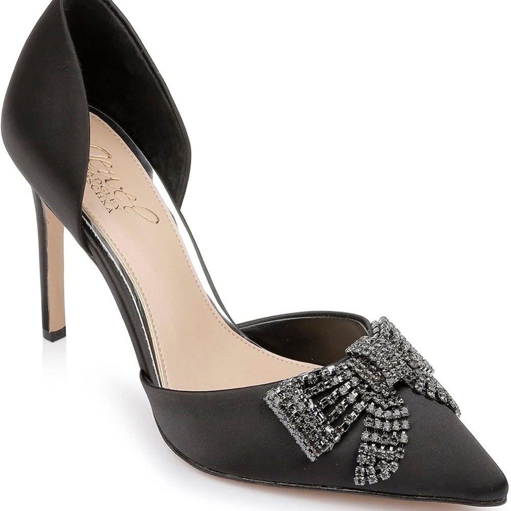 Jewel Badgley Mischka Black Heels with Embellished Bow